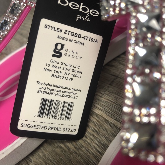 Bebe girls rhinestone pink sandals bling Nwt shoes - Picture 3 of 6